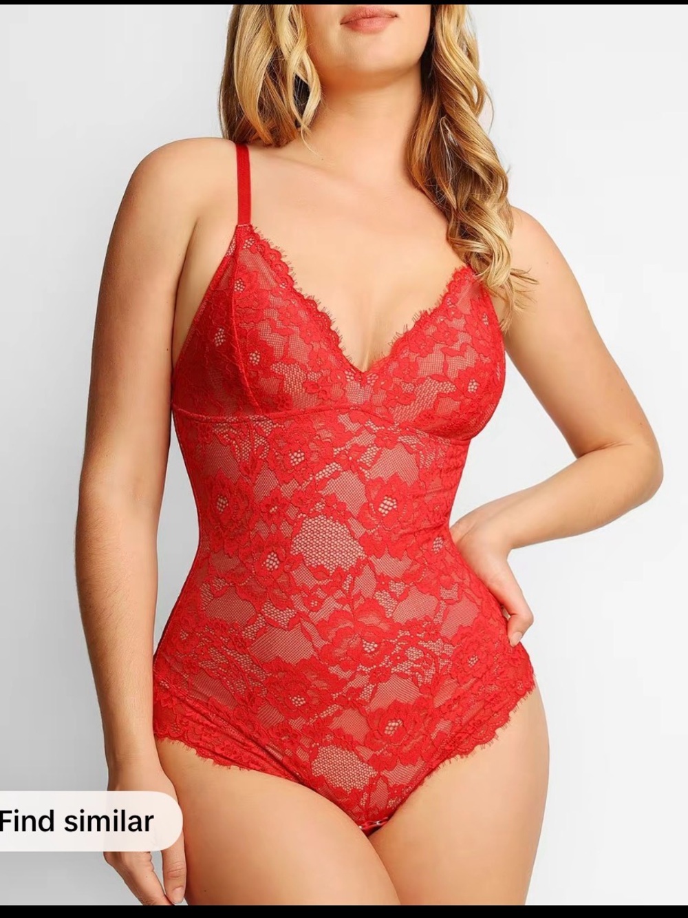 Lace Deep-V Neck Bodysuit Shapewear